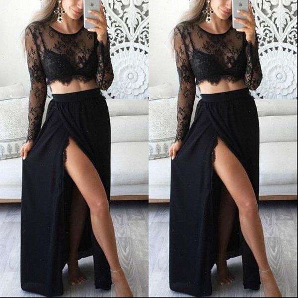 women tracksuits floral embroidery lace maxi skirt suit crop and high waist 2 piece set summer long, Gray
women tracksuits floral embroidery lace maxi skirt suit crop and high waist 2 piece set summer long, Gray