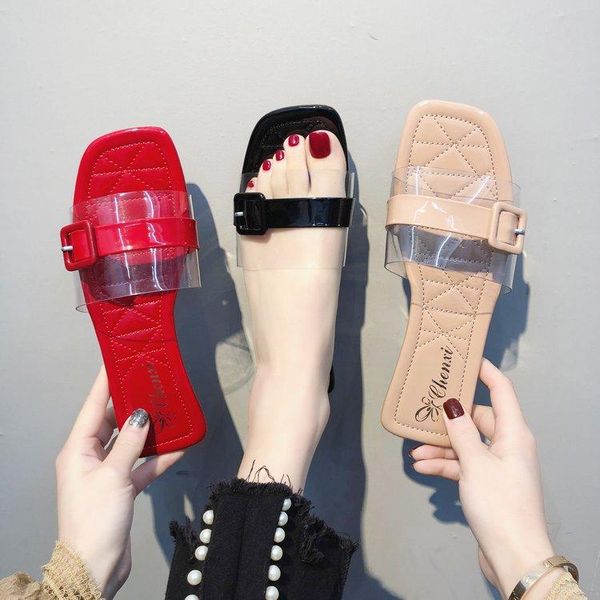 slippers transparent sandals women's wearing simple summer one-word 2021 flat-bottomed beach shoes, Black
slippers transparent sandals women's wearing simple summer one-word 2021 flat-bottomed beach shoes, Black