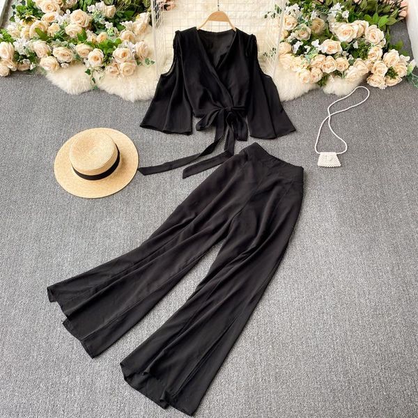 women's two piece pants fashion suit off-shoulder flared sleeve one-piece chiffon high waist wide-leg split trousers two-piece 369, White
women's two piece pants fashion suit off-shoulder flared sleeve one-piece chiffon high waist wide-leg split trousers two-piece 369, White