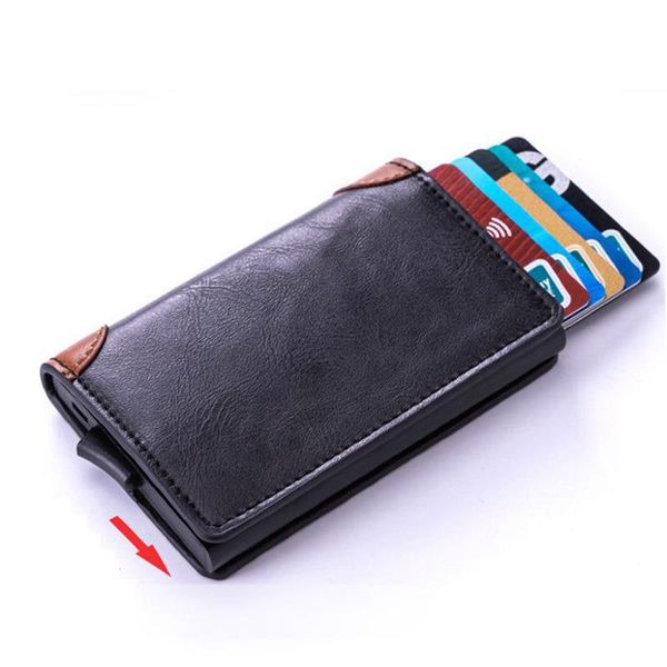 card holders crazy horse pu leather magnetic wallet rfid aluminium automatically up holder metal id bank case, Brown;gray
card holders crazy horse pu leather magnetic wallet rfid aluminium automatically up holder metal id bank case, Brown;gray