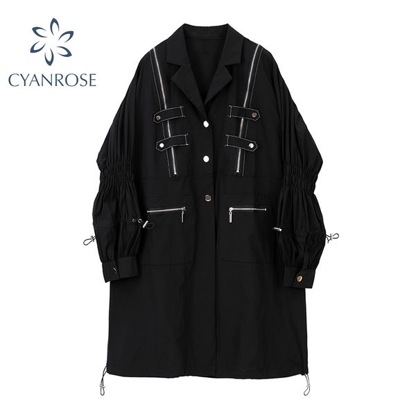 trench coat for women streetwear cargo autumn winter casual loose pockets long sleeve female medium length windbreaker 210417, Tan;black
trench coat for women streetwear cargo autumn winter casual loose pockets long sleeve female medium length windbreaker 210417, Tan;black