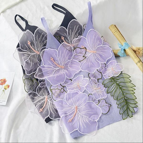 summer flower embroidery t shirts womens cami solid straped short high waist lady elegant crop, White
summer flower embroidery t shirts womens cami solid straped short high waist lady elegant crop, White