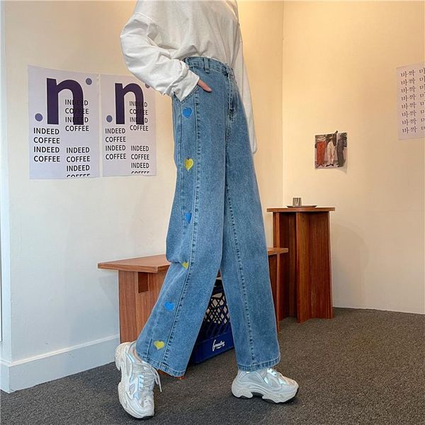 women's jeans 2021 spring/summer y2k korean version retro loose straight leg high waist slim fashion long trousers for women, Blue
women's jeans 2021 spring/summer y2k korean version retro loose straight leg high waist slim fashion long trousers for women, Blue
