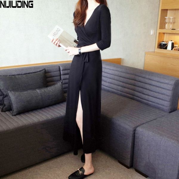 fall latest dress black high waist slim slimming v-neck lace-up wrap split long bandage dresses 210514, Black;gray
fall latest dress black high waist slim slimming v-neck lace-up wrap split long bandage dresses 210514, Black;gray
