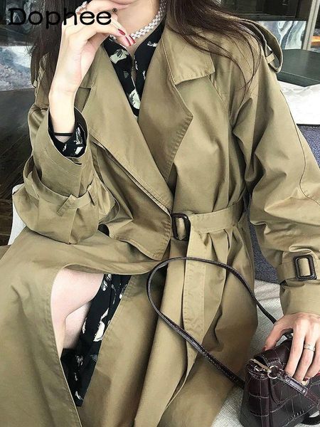 women's trench coats suit collar mid-length coat for women 2021 autumn elegant overcoat lace-up belt slim waist slimming windbreaker ou, Tan;black
women's trench coats suit collar mid-length coat for women 2021 autumn elegant overcoat lace-up belt slim waist slimming windbreaker ou, Tan;black