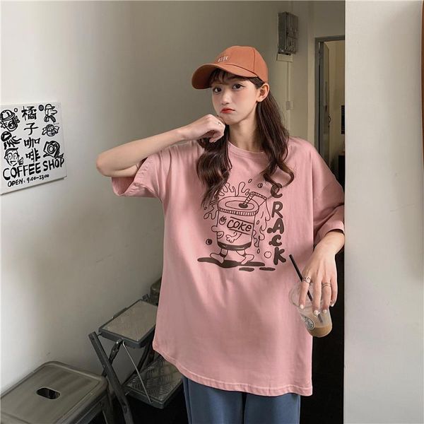women's t-shirt harajuku shirt hand-painted cartoon drink pattern kawaii for girls sweet korean clothes lively aesthetic female dress, White
women's t-shirt harajuku shirt hand-painted cartoon drink pattern kawaii for girls sweet korean clothes lively aesthetic female dress, White