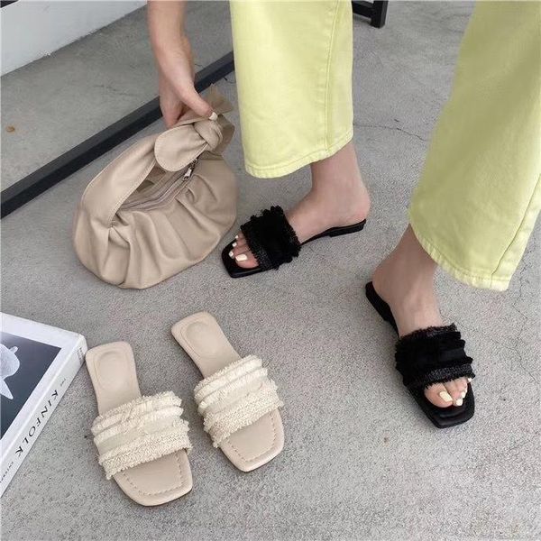 flat shoes female ladies' slippers flock fringe rome slides pu basic fabric rubber womens outd, Black
flat shoes female ladies' slippers flock fringe rome slides pu basic fabric rubber womens outd, Black