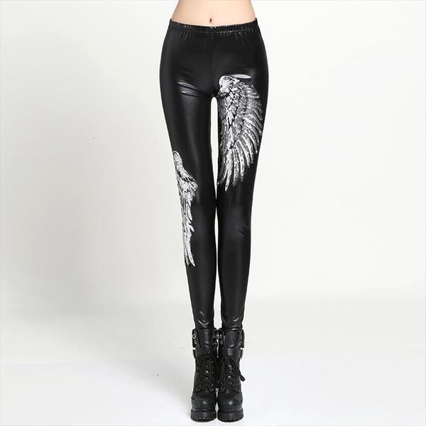 wing sequin punk phoenix women leggings patten patchwork fake leather pants female style, Black
wing sequin punk phoenix women leggings patten patchwork fake leather pants female style, Black