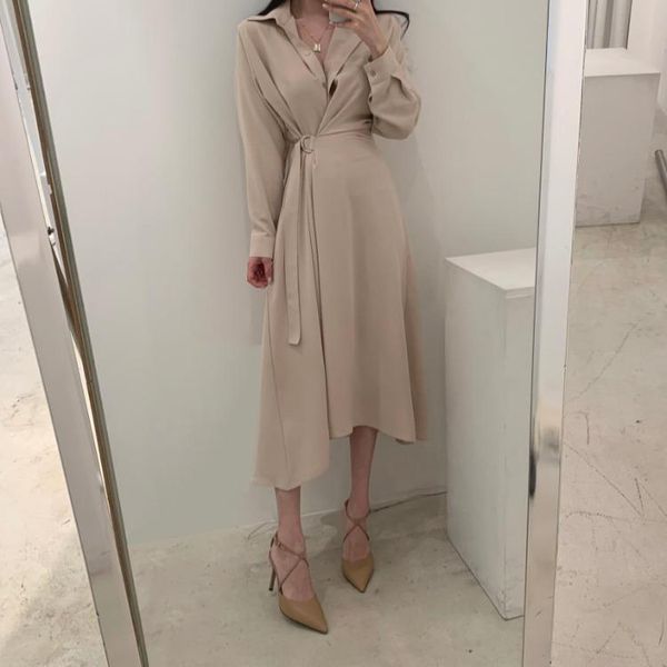 casual dresses women single breasted midi lace up slim solid shirt dress long sleeve elegant vestidos femme ft871, Black;gray
casual dresses women single breasted midi lace up slim solid shirt dress long sleeve elegant vestidos femme ft871, Black;gray