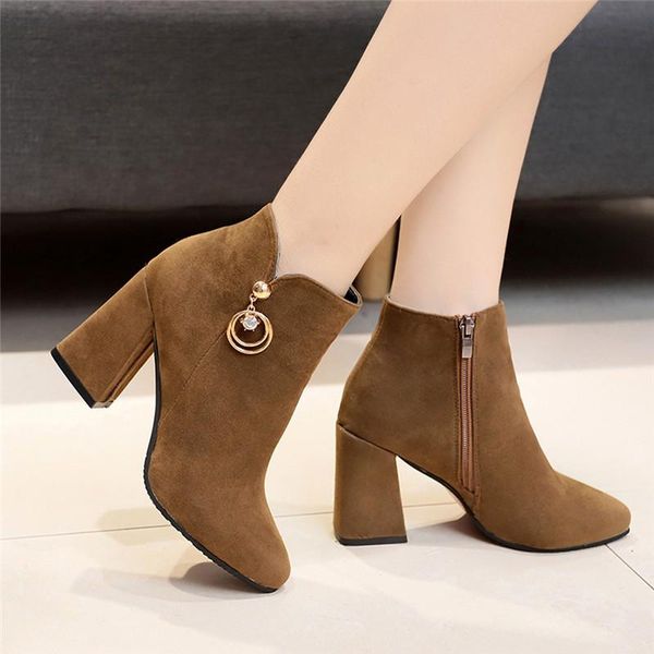 boots botas mujer pure color retro flock ankle women classic autumn chunky heels vintage chaussure para 5, Black
boots botas mujer pure color retro flock ankle women classic autumn chunky heels vintage chaussure para 5, Black