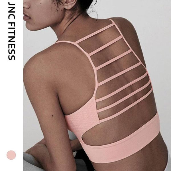 gym clothing jnc women's backless yoga bra fitness seamless sports strappy back workout plus size pink shockproof brallete, White;black
gym clothing jnc women's backless yoga bra fitness seamless sports strappy back workout plus size pink shockproof brallete, White;black