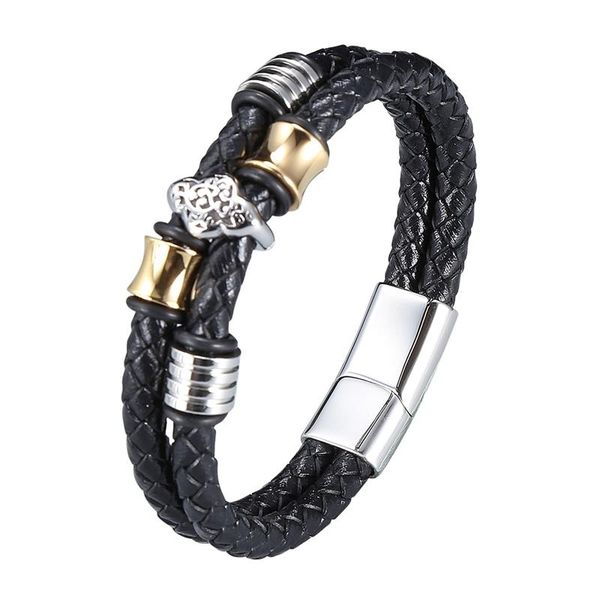 woven leather rope wrapping special style punk stainless steel men's bracelet double-layer design bb1015 charm bracelets, Golden;silver
woven leather rope wrapping special style punk stainless steel men's bracelet double-layer design bb1015 charm bracelets, Golden;silver