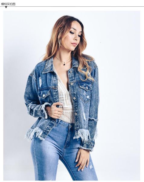 women's jackets 2021 spring and autumn loose fringe denim jacket female, Black;brown
women's jackets 2021 spring and autumn loose fringe denim jacket female, Black;brown