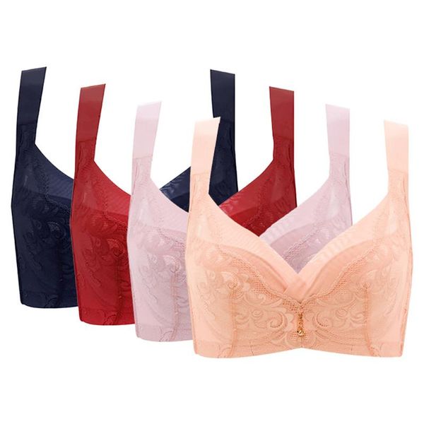 bras degisn women soft breathable large underwear ladies fashion lace plump plus size bra, Red;black
bras degisn women soft breathable large underwear ladies fashion lace plump plus size bra, Red;black
