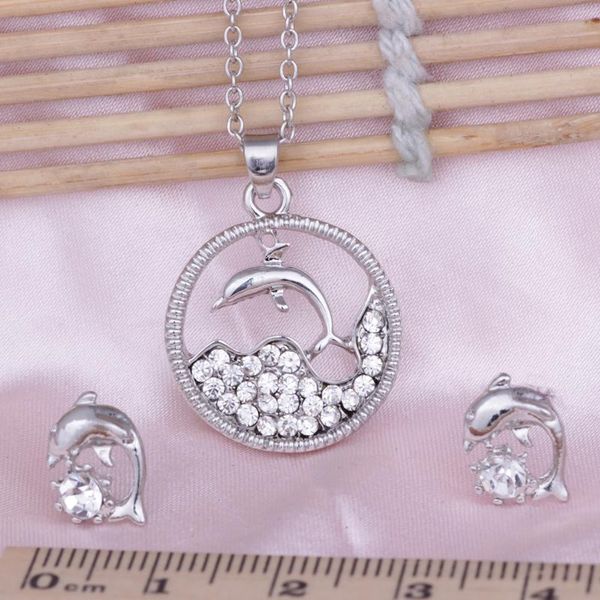 earrings & necklace s060 korean fashion crystal jewely sets dolphin pendant + two-piece set, Silver
earrings & necklace s060 korean fashion crystal jewely sets dolphin pendant + two-piece set, Silver