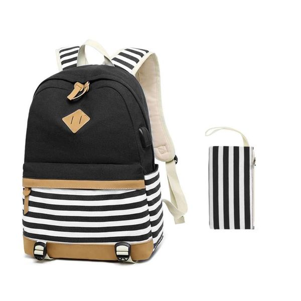 lightweight canvas backpack, cute stripe school backpack bookbag for teen girls women with usb charging port
lightweight canvas backpack, cute stripe school backpack bookbag for teen girls women with usb charging port