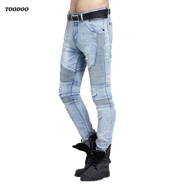 moto-biker style men jeans stretch stitching jointed slim man pants soft wash moisture wicking fabric test selling men's, Blue
moto-biker style men jeans stretch stitching jointed slim man pants soft wash moisture wicking fabric test selling men's, Blue