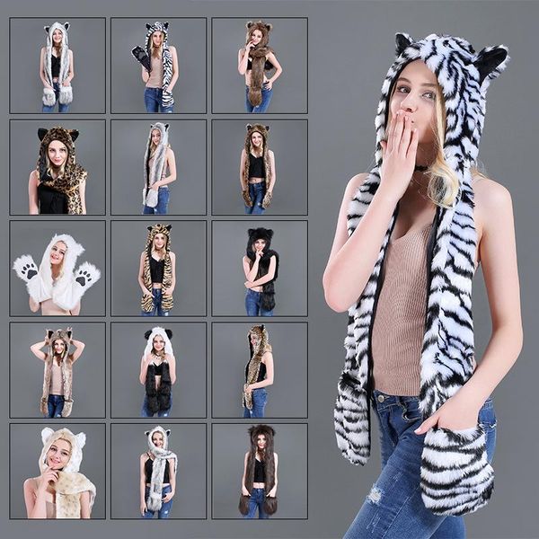 hats, scarves & gloves sets men and women animal wolf bear tiger one-piece hats are one keep warm windproof in winter, Blue;gray
hats, scarves & gloves sets men and women animal wolf bear tiger one-piece hats are one keep warm windproof in winter, Blue;gray