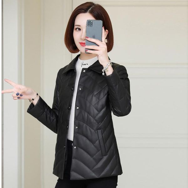 women's fur & faux female mink collar short leather jacket 2021 autumn and winter sheepskin down coat large size 4xl, Black
women's fur & faux female mink collar short leather jacket 2021 autumn and winter sheepskin down coat large size 4xl, Black