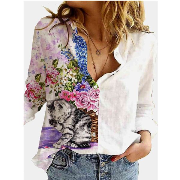 40# women's colorful printed pattern patchwork blouses shirts long-sleeved turn-down collar blouses shirts casual loose shirts x0521, White
40# women's colorful printed pattern patchwork blouses shirts long-sleeved turn-down collar blouses shirts casual loose shirts x0521, White