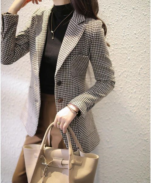 women's tracksuits spring british style thousand bird check wool suit for women 2021, Gray
women's tracksuits spring british style thousand bird check wool suit for women 2021, Gray