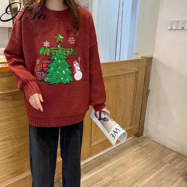women's sweaters hsa christmas embroidered sweater and pullovers o neck loose outer wear chic tree cotton knitwear, White;black
women's sweaters hsa christmas embroidered sweater and pullovers o neck loose outer wear chic tree cotton knitwear, White;black