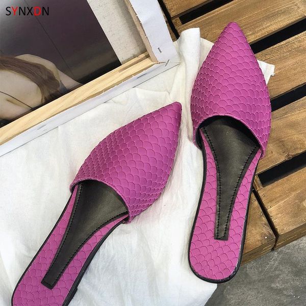 slippers synxdn women shallow low heels pu leather mules slip on female shoes pointed toe flip flops, Black
slippers synxdn women shallow low heels pu leather mules slip on female shoes pointed toe flip flops, Black