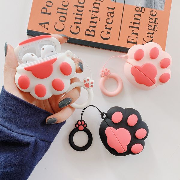 cat paw case for airpods i9/i10/i11/i12 soft silicone flexible cases cover cute shockproof earphone protector 97231