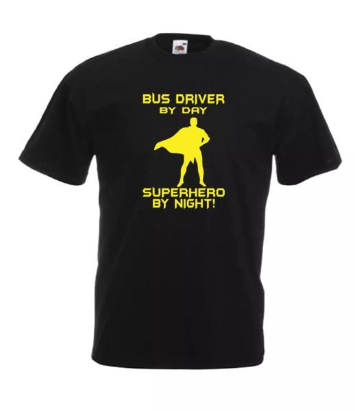 bus driver superhero funny custom t-shirt gift birthday christmas, White;black