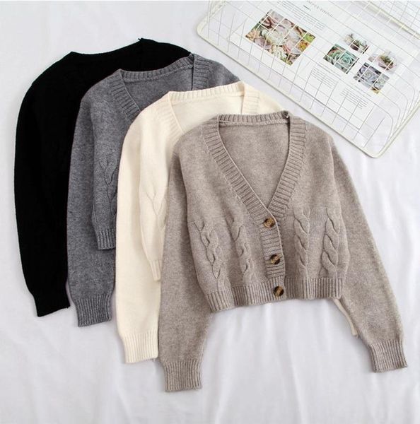 women's jackets autumn winter short high waist solid color sweater women single-breasted knit cardigan small sweter jacket femme, Black;brown
women's jackets autumn winter short high waist solid color sweater women single-breasted knit cardigan small sweter jacket femme, Black;brown