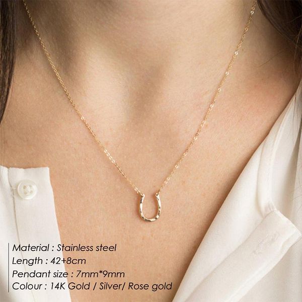pendant necklaces stainless steel horseshoes necklace for women elegant u-shaped thin clavicle chain valentine's day anniversary gift, Silver
pendant necklaces stainless steel horseshoes necklace for women elegant u-shaped thin clavicle chain valentine's day anniversary gift, Silver