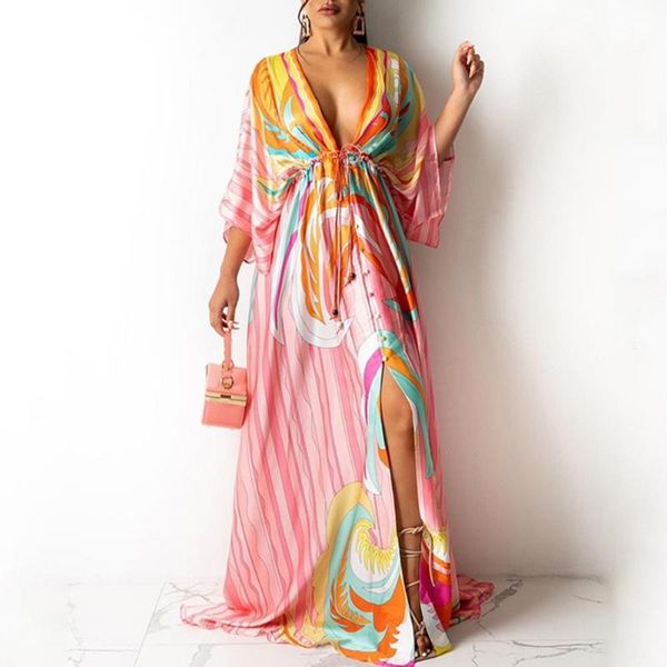 casual dresses women maxi dress 2021 gorgeous print deep v floor length slit hem beachwear, Black;gray
casual dresses women maxi dress 2021 gorgeous print deep v floor length slit hem beachwear, Black;gray