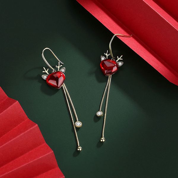 silver new s925 needle christmas elk horn earrings minority design temperament long tassel female, Golden
silver new s925 needle christmas elk horn earrings minority design temperament long tassel female, Golden