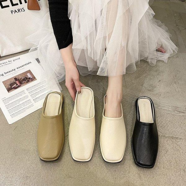 women square toe mules slippers leather flat heel casual holiday outside slides drags cozy flats sandals, Black
women square toe mules slippers leather flat heel casual holiday outside slides drags cozy flats sandals, Black