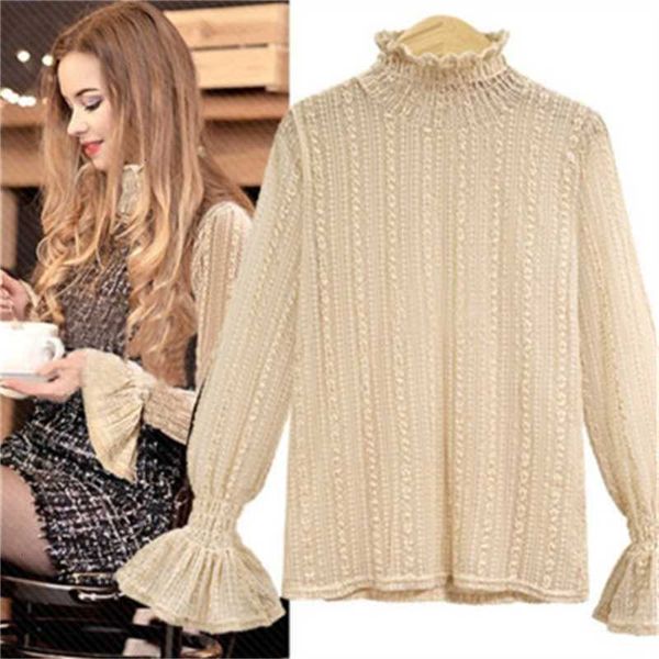women's blouses & shirts lace long sleeve blouse women blusas lady female elegant perspective turtleneck shirt casual streetwear n8w4, White
women's blouses & shirts lace long sleeve blouse women blusas lady female elegant perspective turtleneck shirt casual streetwear n8w4, White