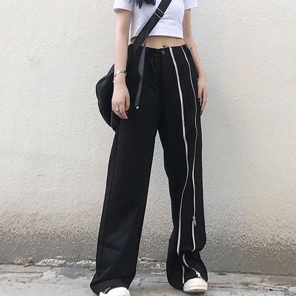women's pants & capris woherb autumn korean fashion black wide leg zipper patch casual women high waist striped trousers streetwear 238, Black;white
women's pants & capris woherb autumn korean fashion black wide leg zipper patch casual women high waist striped trousers streetwear 238, Black;white
