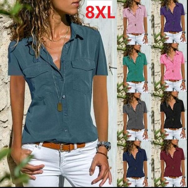 short sleeve chiffon ruffles womens shirts vintage summer button elegant plus sizes lady pocket casual blousa, White
short sleeve chiffon ruffles womens shirts vintage summer button elegant plus sizes lady pocket casual blousa, White