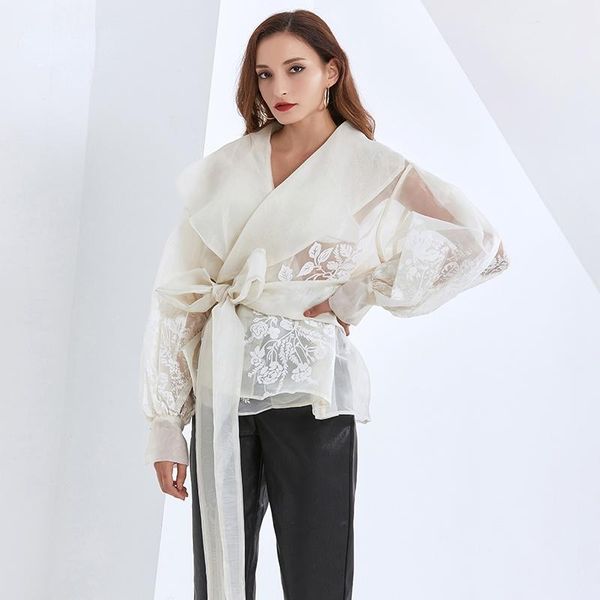 women's blouses & shirts vintage print embroidery shirt for women lapel long sleeve sashes elegant blouse female fashion clothing 2021, White
women's blouses & shirts vintage print embroidery shirt for women lapel long sleeve sashes elegant blouse female fashion clothing 2021, White