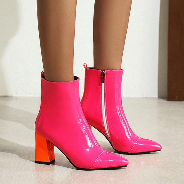 boots yellow red black women fashion pantet leather sqaure high heel ankle pointed zipper candy colors ladies shoes
boots yellow red black women fashion pantet leather sqaure high heel ankle pointed zipper candy colors ladies shoes