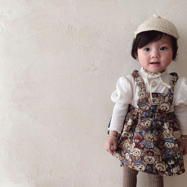 girl's dresses 2021 autumn children cartoon dress baby girl sleeveless strap bear print kids animal pattern girls clothes, Red;yellow
girl's dresses 2021 autumn children cartoon dress baby girl sleeveless strap bear print kids animal pattern girls clothes, Red;yellow
