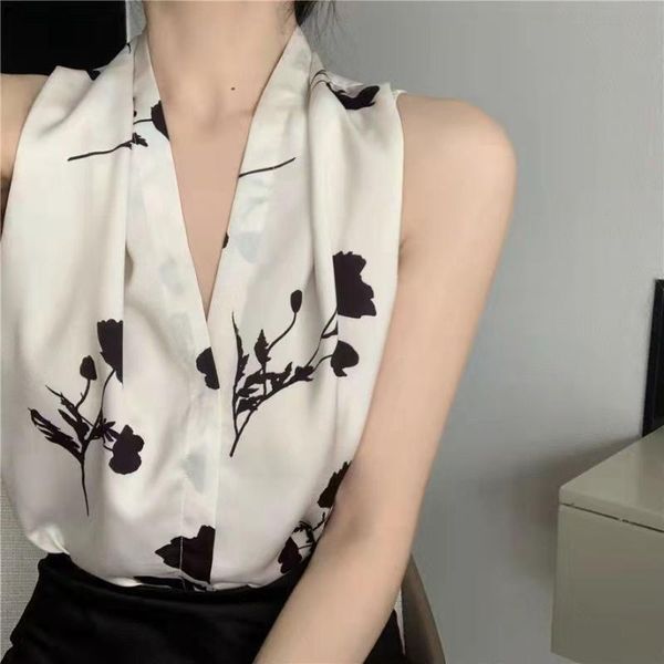 women's tanks & camis 2021 fashion satin silk elegant womens blouses v- neck sleeveless open back bow tie office shirts fall ladie, White
women's tanks & camis 2021 fashion satin silk elegant womens blouses v- neck sleeveless open back bow tie office shirts fall ladie, White