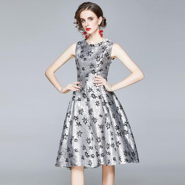 women luxury jacquard dress festa vintage a-line cocktail party robe femme designer silver tank vestidos casual dresses, Black;gray
women luxury jacquard dress festa vintage a-line cocktail party robe femme designer silver tank vestidos casual dresses, Black;gray