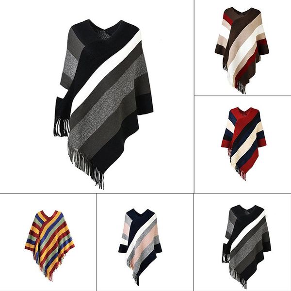 scarves winter cloak women soft knitted stripe tassel cardigan capes shawl coat ponchos female ethnic cape poncho dropship, Blue;gray
scarves winter cloak women soft knitted stripe tassel cardigan capes shawl coat ponchos female ethnic cape poncho dropship, Blue;gray