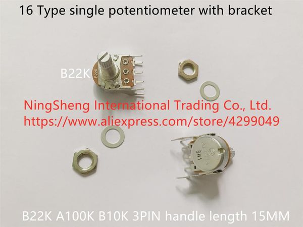 smart home control original 100% single potentiometer 16 type with bracket b22k a100k b10k handle 15mm (switch)
smart home control original 100% single potentiometer 16 type with bracket b22k a100k b10k handle 15mm (switch)