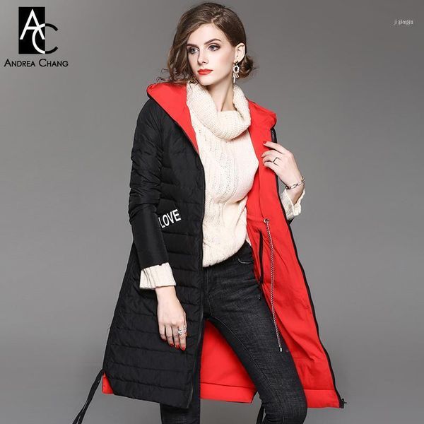 autumn winter woman outwear white duck down fill long coat drawstring waist letter print pockets double sided hooded coat1, Black
autumn winter woman outwear white duck down fill long coat drawstring waist letter print pockets double sided hooded coat1, Black