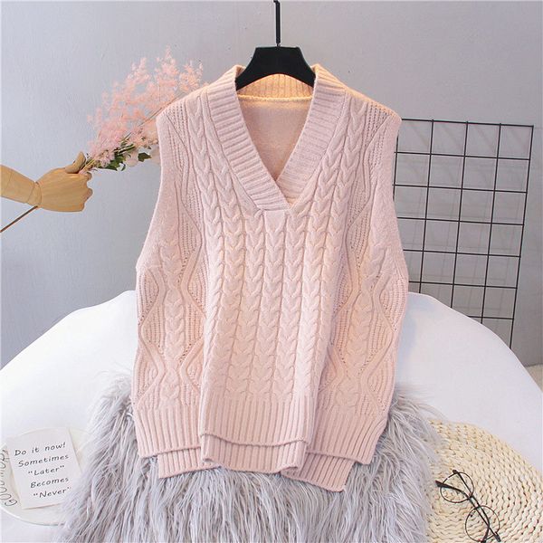 2021 spring knitted warm womens vest loose v-neck female sleeveless sweater vests new twisted solid korean fashion sweet gilet, White;black
2021 spring knitted warm womens vest loose v-neck female sleeveless sweater vests new twisted solid korean fashion sweet gilet, White;black
