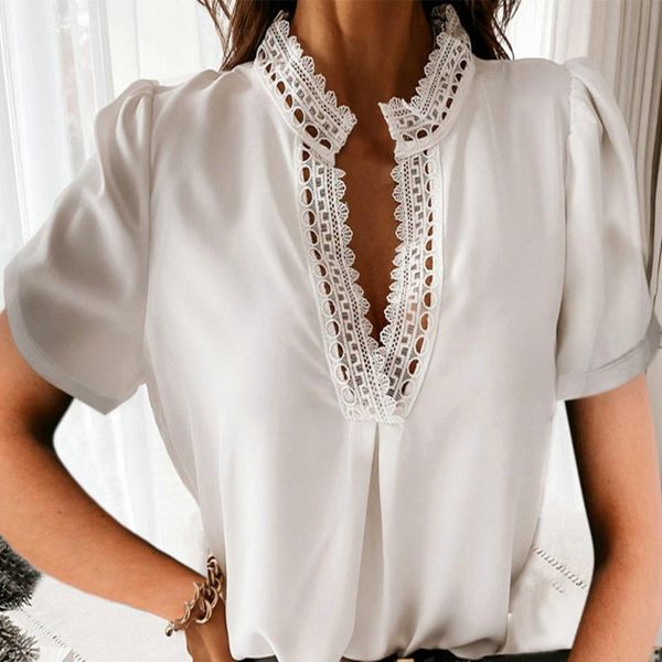 women's blouses & shirts summer women white lace stitching short-sleeved shirt 2021 casual femme clothing beautiful and
women's blouses & shirts summer women white lace stitching short-sleeved shirt 2021 casual femme clothing beautiful and