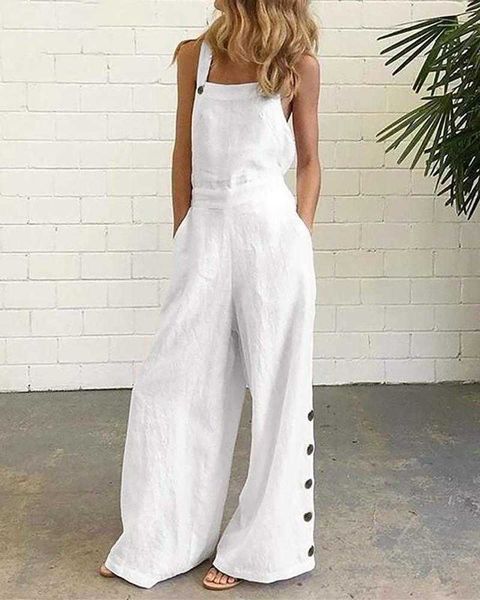 fashion women casual thick strap white jumpsuits summer wear sleeveless buttoned pocket design loose suspender jumpsuit 210716, Black;white
fashion women casual thick strap white jumpsuits summer wear sleeveless buttoned pocket design loose suspender jumpsuit 210716, Black;white
