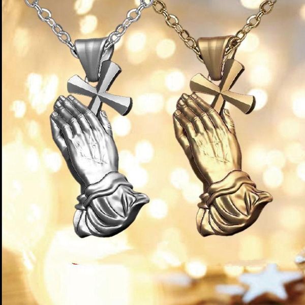pendant necklaces hands together prayer cross necklace trendy amulet jesus christian collar for man women religion jewelry 60 cm chain, Silver
pendant necklaces hands together prayer cross necklace trendy amulet jesus christian collar for man women religion jewelry 60 cm chain, Silver