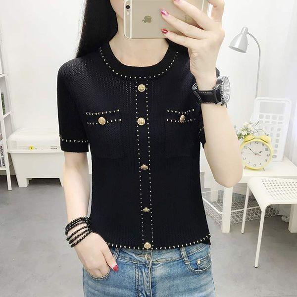 T-shirt T-shirt 2020 summer new ice silk knitwear women's Korean loose thin cut short sleeve versatile top, White
T-shirt T-shirt 2020 summer new ice silk knitwear women's Korean loose thin cut short sleeve versatile top, White